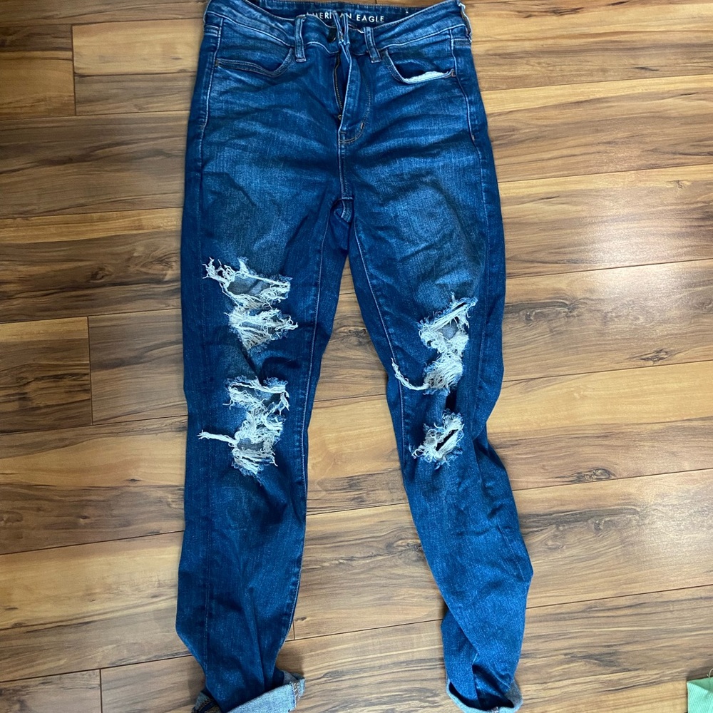 American Eagle High Waisted Ripped Jeans